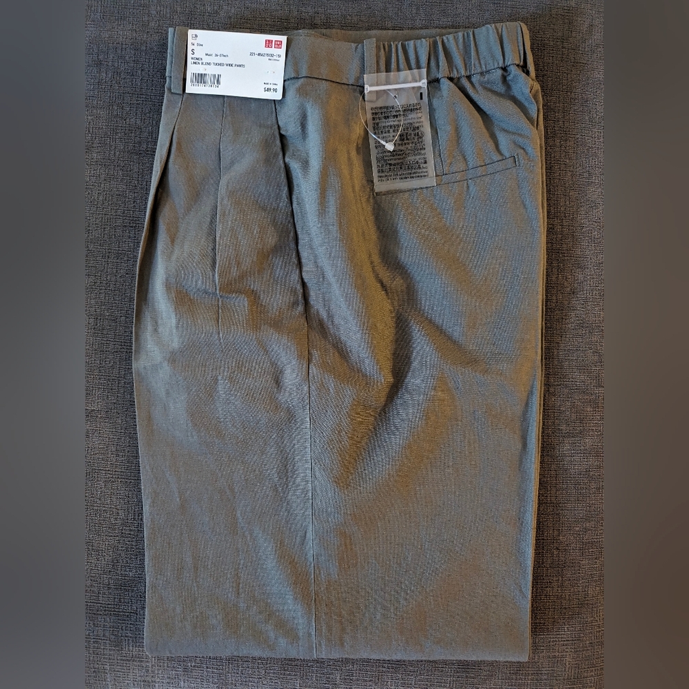 Uniqlo Linen Blend Tucked Wide Pants - Size S